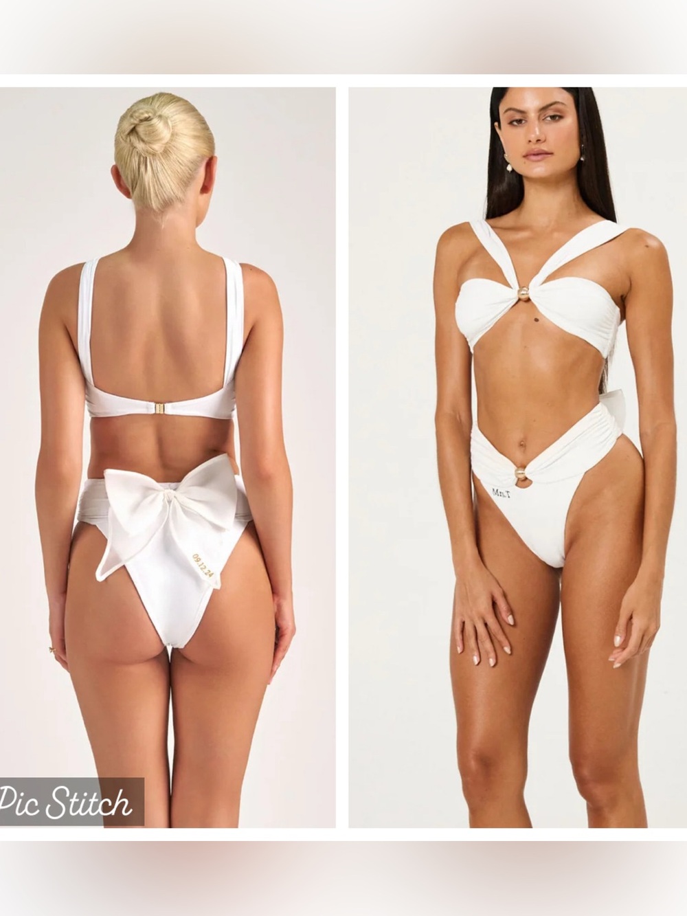 ALT Swim Roza Top & Cora Bow Bottom White Bikini Set Size S